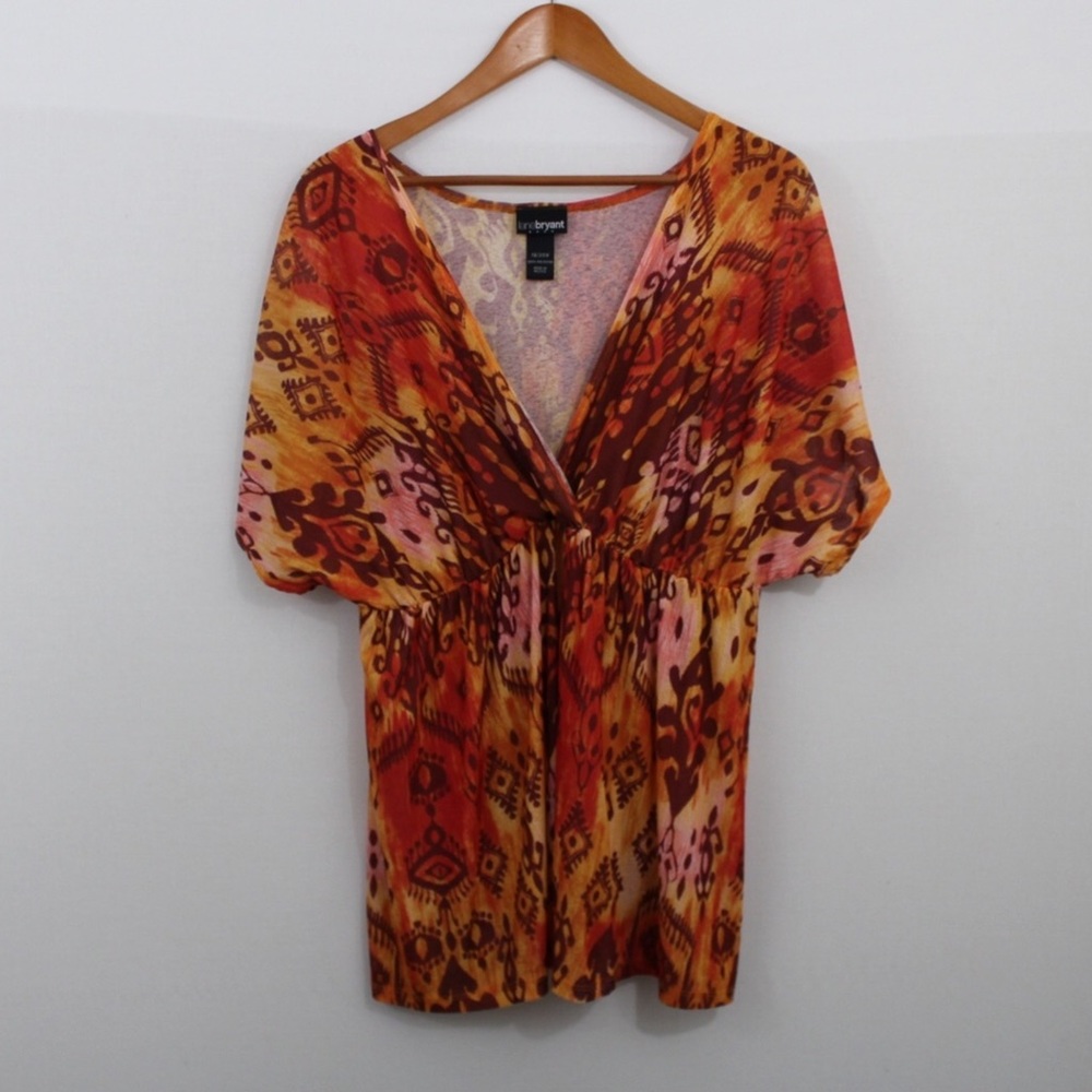 Lane Bryant Orange Tribal Print Top